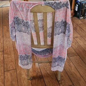 Emory Park size large women's pink blue paisley print shawl beach cover …